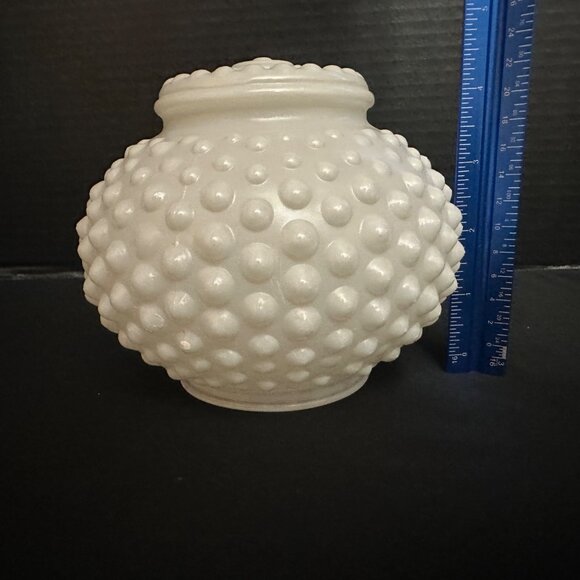 Vintage MCM White Hobnail Milk Glass Globe Lamp Shades Light Covers Pair 3.25" - Picture 7 of 11